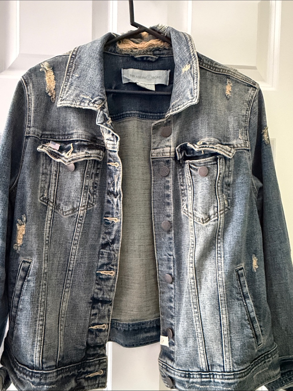 Treasure & Bond Distressed Washed Black Denim Jacket